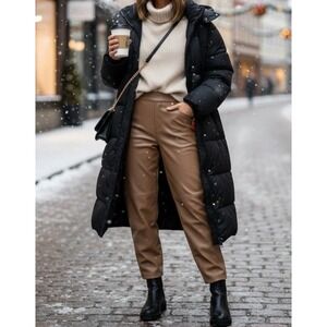 SPANX Faux Leather Pants XL Petite Toffee Brown Slim Straight‎ 20528Q NEW $128